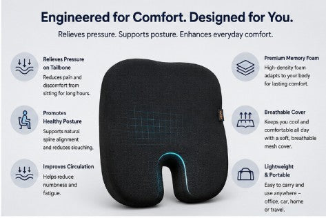 Welsera™ Balance| Ergonomic coccyx seat cushion